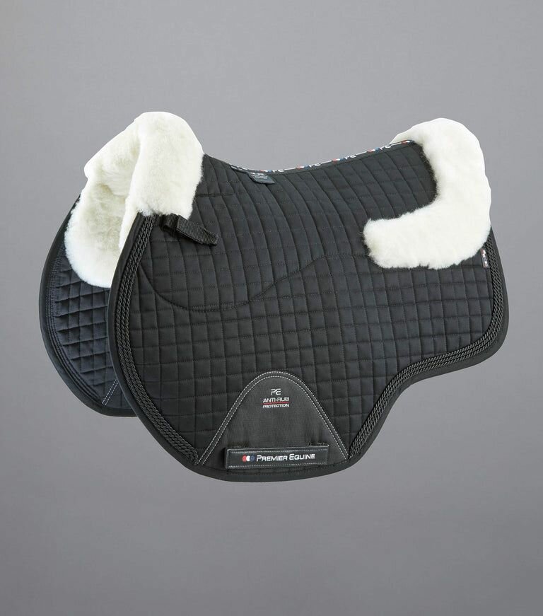 Вальтрап для лошади из мериносовой шерсти European Saddle Pad - GP/Jump Square (черно-белый) - фотография № 1