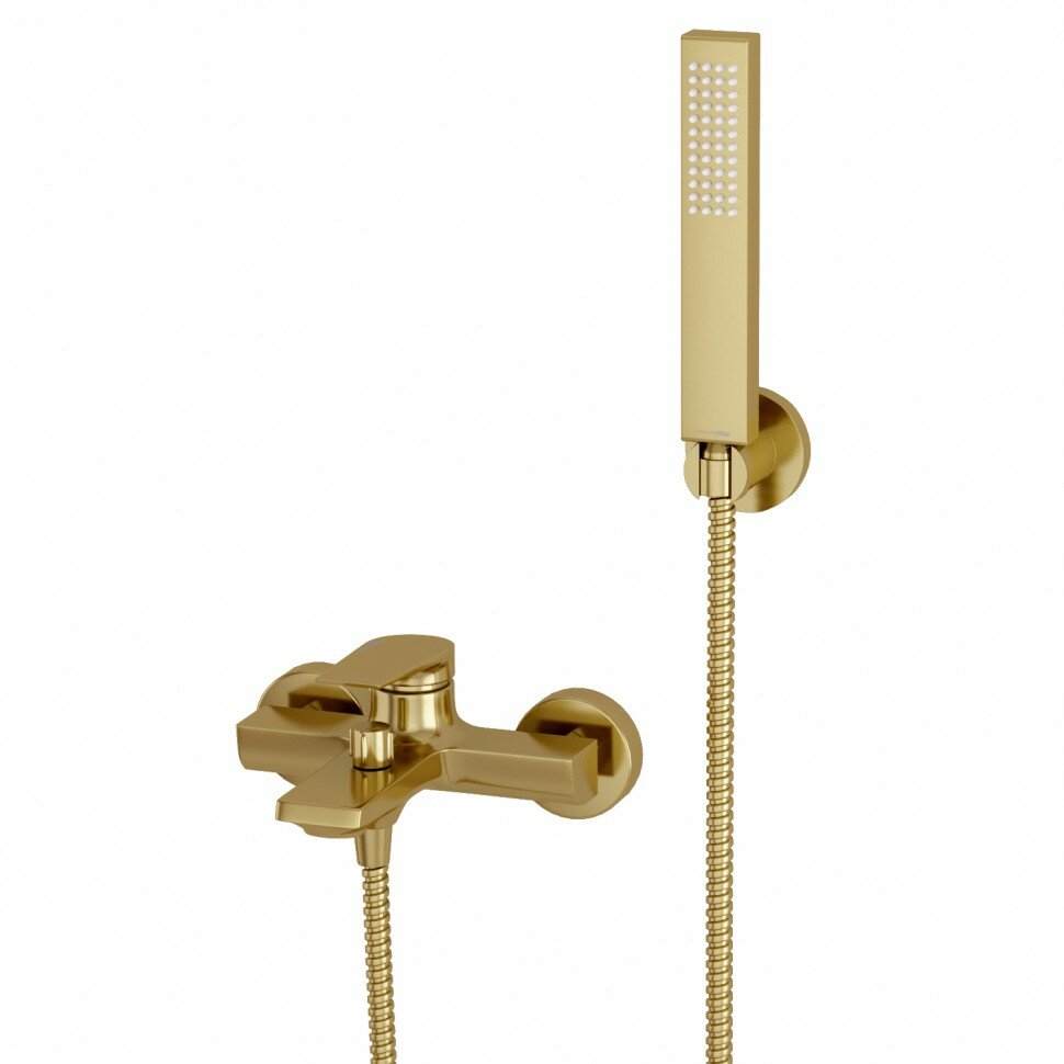 Смеситель для ванны и душа с коротким изливом WasserKRAFT Aisch 5501 матовое золото.