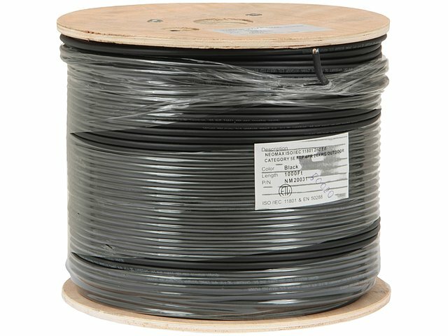 Кабель Neomax Кабель FTP 5e кат. Neomax NM20031, 4 пары, однож., 24AWG/0.51мм, медь (305м), наружный, черный