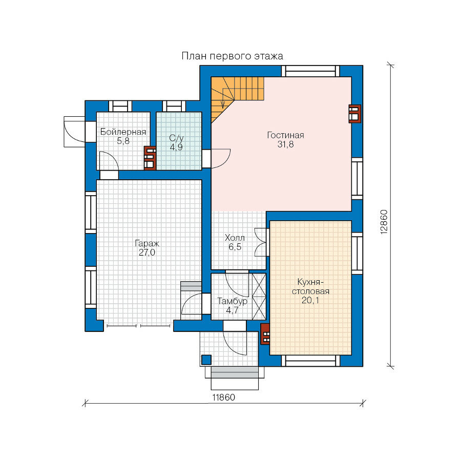 58-37-Catalog-Plans - Проект двухэтажного дома из газобетона - фотография № 2