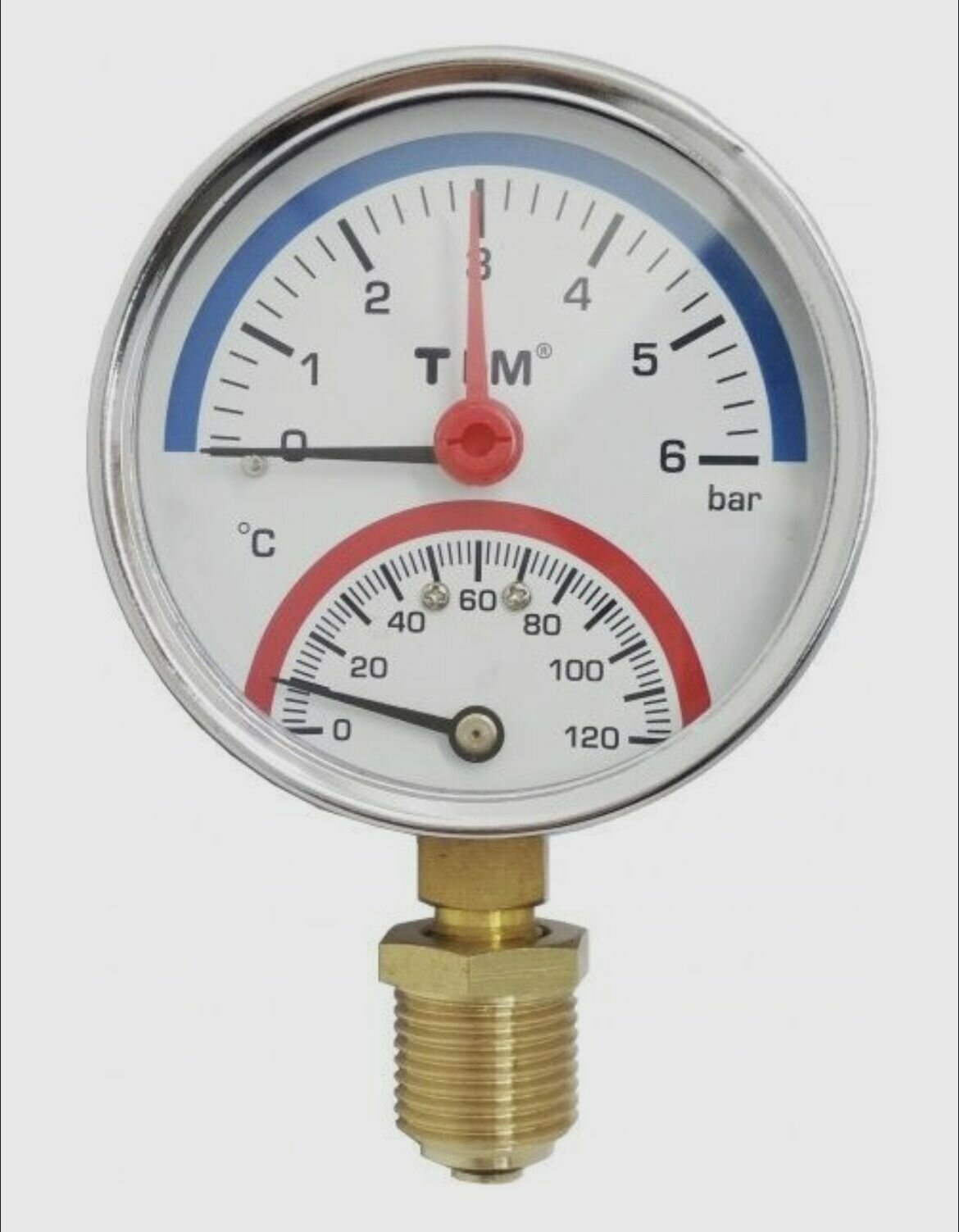 фото Термоманометр радиальный, TIM, 10 бар, Y-80-10