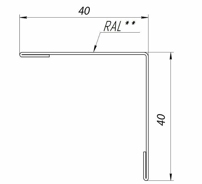 Планка угла наружного 1.25 м (40х40 мм) 10 штук, Цинк, внешний угол металлический Оцинкованный - фотография № 2