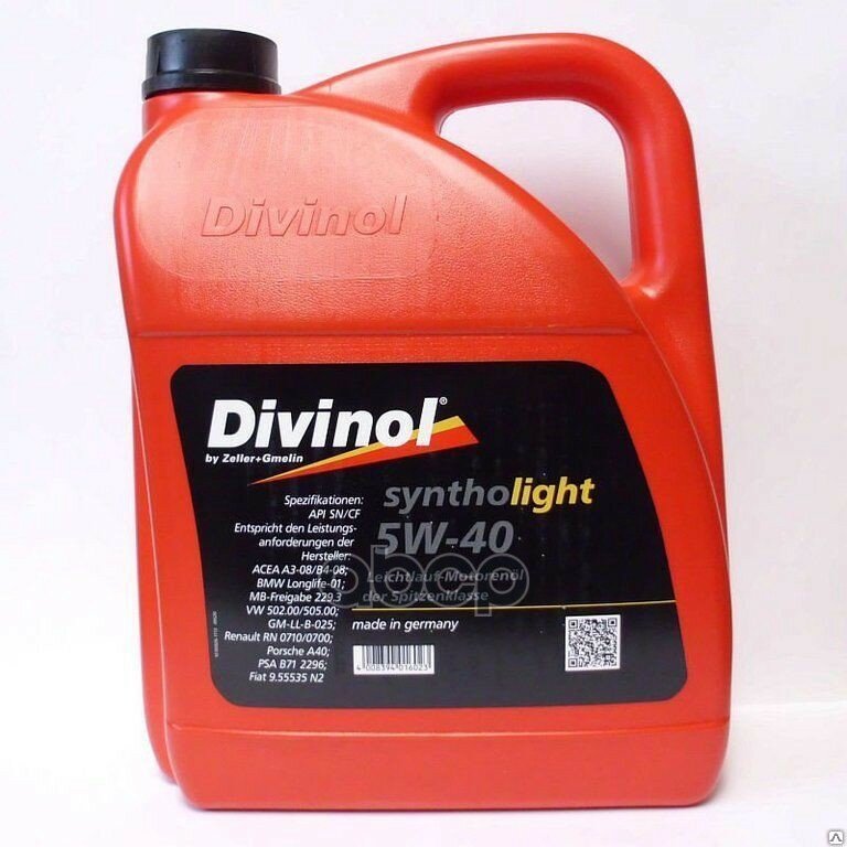 DIVINOL Масло Мотор. Синт. Divinol Syntholight 5W-40 Api Sn/Cf, Acea A3/B4, Mb 229.3 - 4 Л. /3