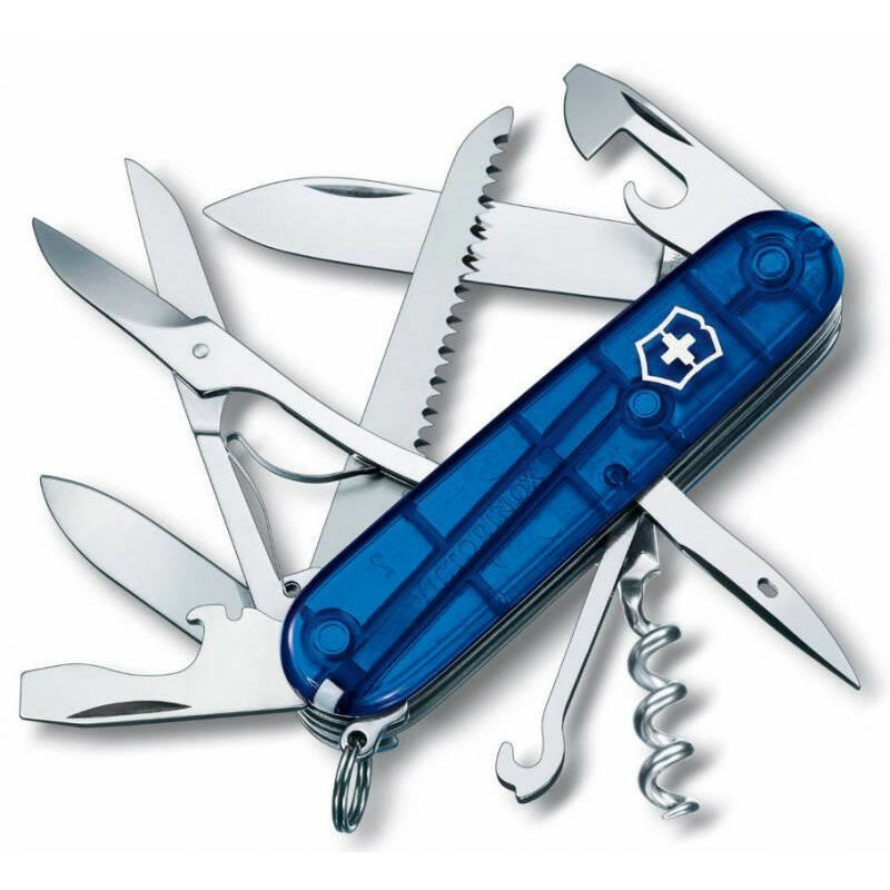 Victorinox швейцарский перочинный нож Huntsman 91мм 15 функций синий полупрозрачный (1.3713.T2)