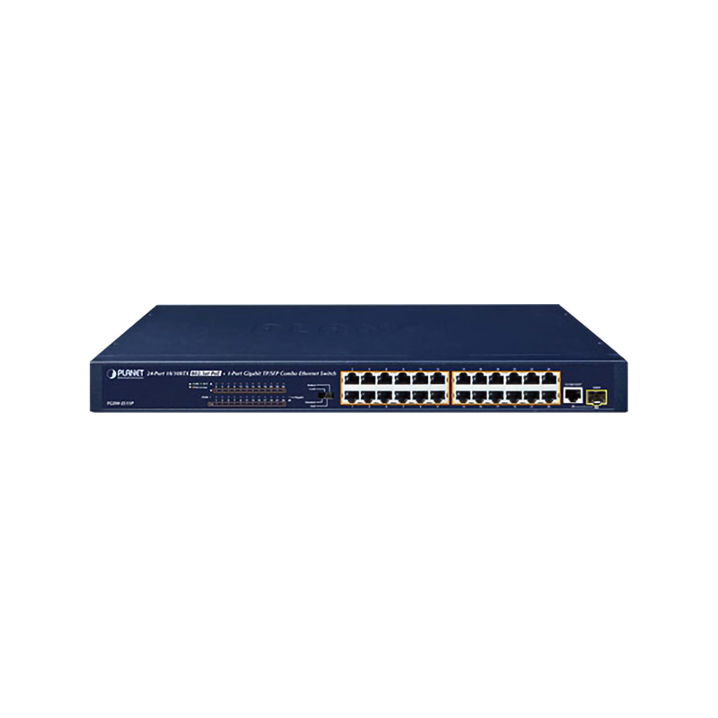 коммутатор/ PLANET FGSW-2511P 24-Port 10/100TX 802.3at PoE + 1-Port Gigabit TP/SFP combo Ethernet Switch (190W PoE Budget, St
