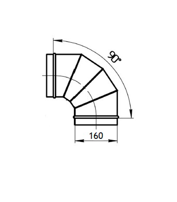 Отвод для круглых воздуховодов d160 мм 90° оцинкованный - фотография № 2