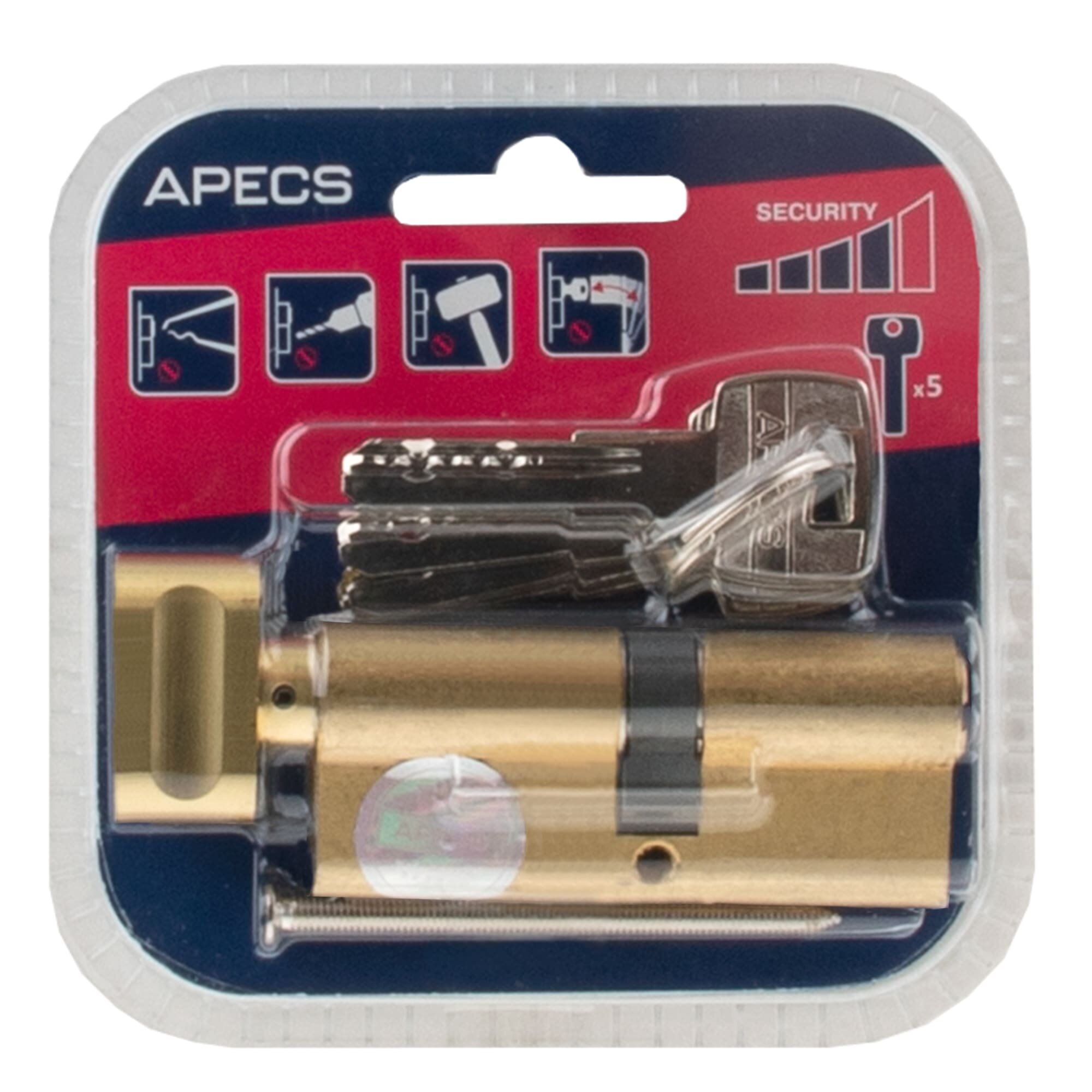 Цилиндровые механизмы Apecs Pro LM-80(35/45C)-C-G 80 мм, ключ/вертушка, цвет золотой - фотография № 3