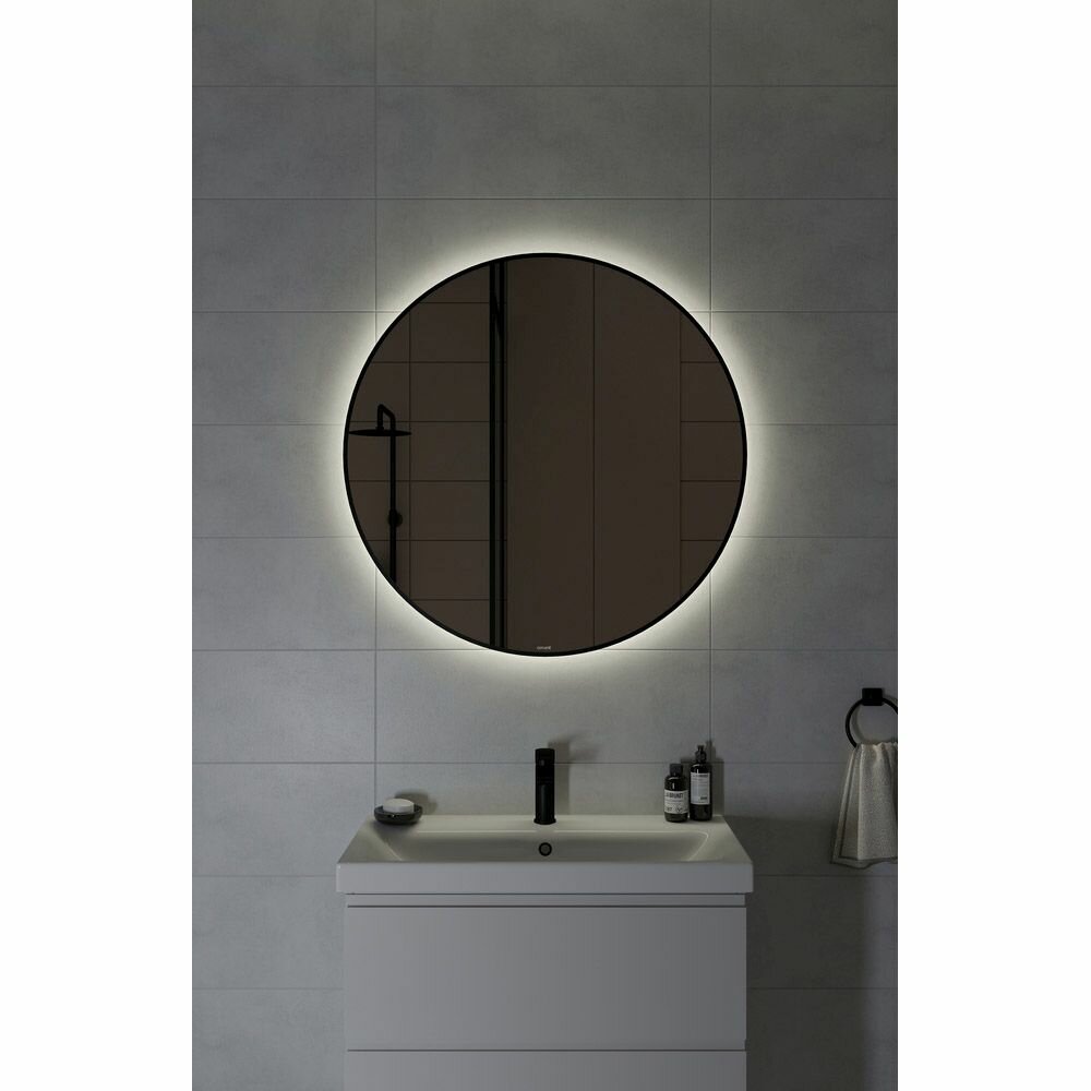 Зеркало Cersanit Eclipse Smart 90x90 с подсветкой круглое черная рамка (64148) - фотография № 3