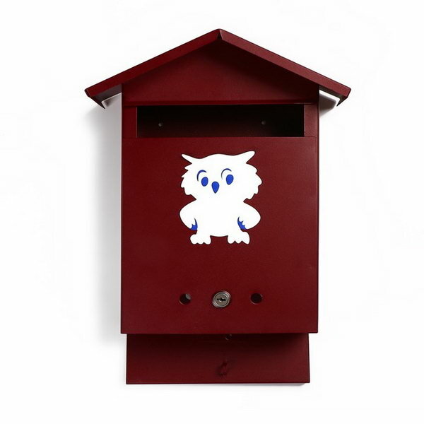 Ящик почтовый с замком, вертикальный, "Домик", вишнёвый - фотография № 5