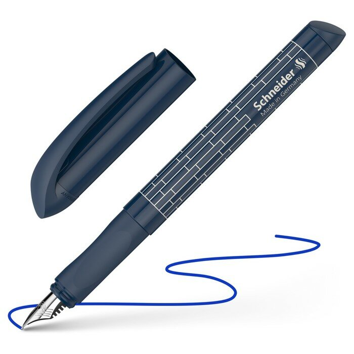 Ручка перьевая Schneider "Easy navy" синяя, 1 картридж, грип, тёмно-синий корпус - фотография № 1