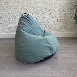 Мягкое кресло мешок для детей АртБинБэг, ткань велюр, цвет мятный, размер L