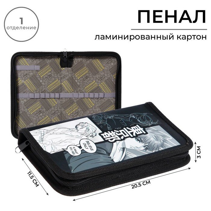 Пенал школьный , 1 секция 115 х 205 х 30 мм, "Аниме принт", ламинированный картон , для девочек и мальчиков