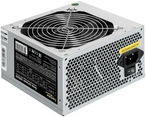 Блок питания 550W ExeGate UNS550 (ATX PC 12cm fan 24pin 4pin PCIe 3xSATA 2xIDE FDD кабель 220V в комплекте)