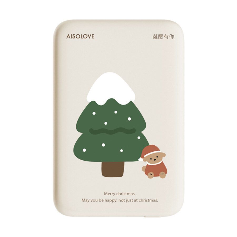 Внешний аккумулятор Power Bank Xiaomi (Mi) SOLOVE 5000mAh 3A c рисунком рождественского дерева, бежевый