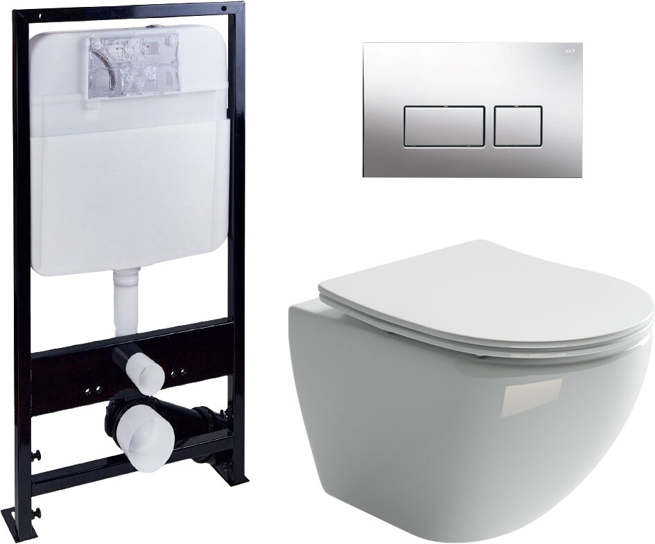 Комплект Унитаз подвесной Ceramica Nova Metropol CN4002 безободковый + Система инсталляции EWRIKA ProLT 0026-2020 + Кнопка смыва EWRIKA 0041 хром