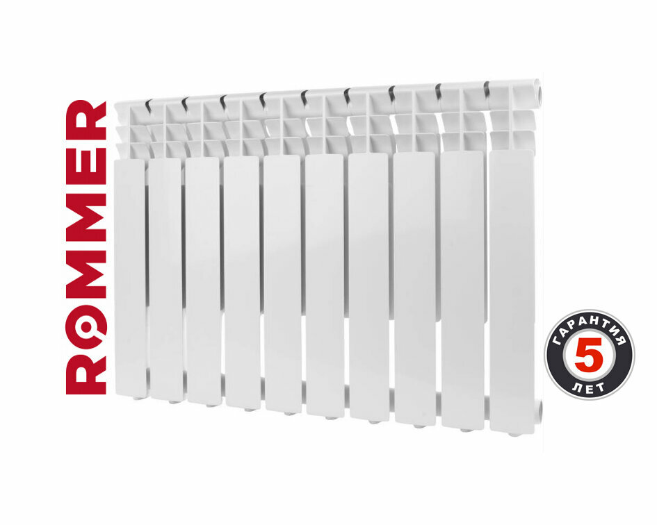 Радиатор секционный алюминиевый ROMMER OPTIMA 500 - 10 секц. - фотография № 1