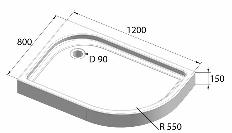 Душевой поддон BelBagno TRAY-BB-RH-120/80-550-15-W-L (1200х800х150)