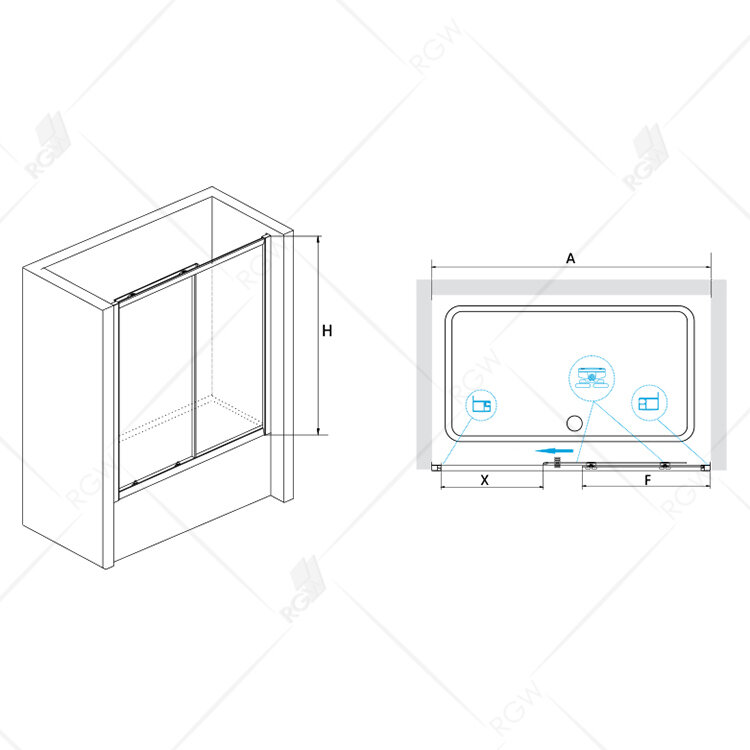 Шторка на ванну RGW 150х150 см SC-42 Хром, Шиншила, 5 мм 146-151 Easy Clean (04114215-51) - фотография № 2