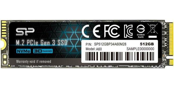 Твердотельный накопитель SSD M.2 512 Gb Silicon Power P34A60 Read 2200Mb/s Write 1600Mb/s 3D NAND TLC SP512GBP34A60M28