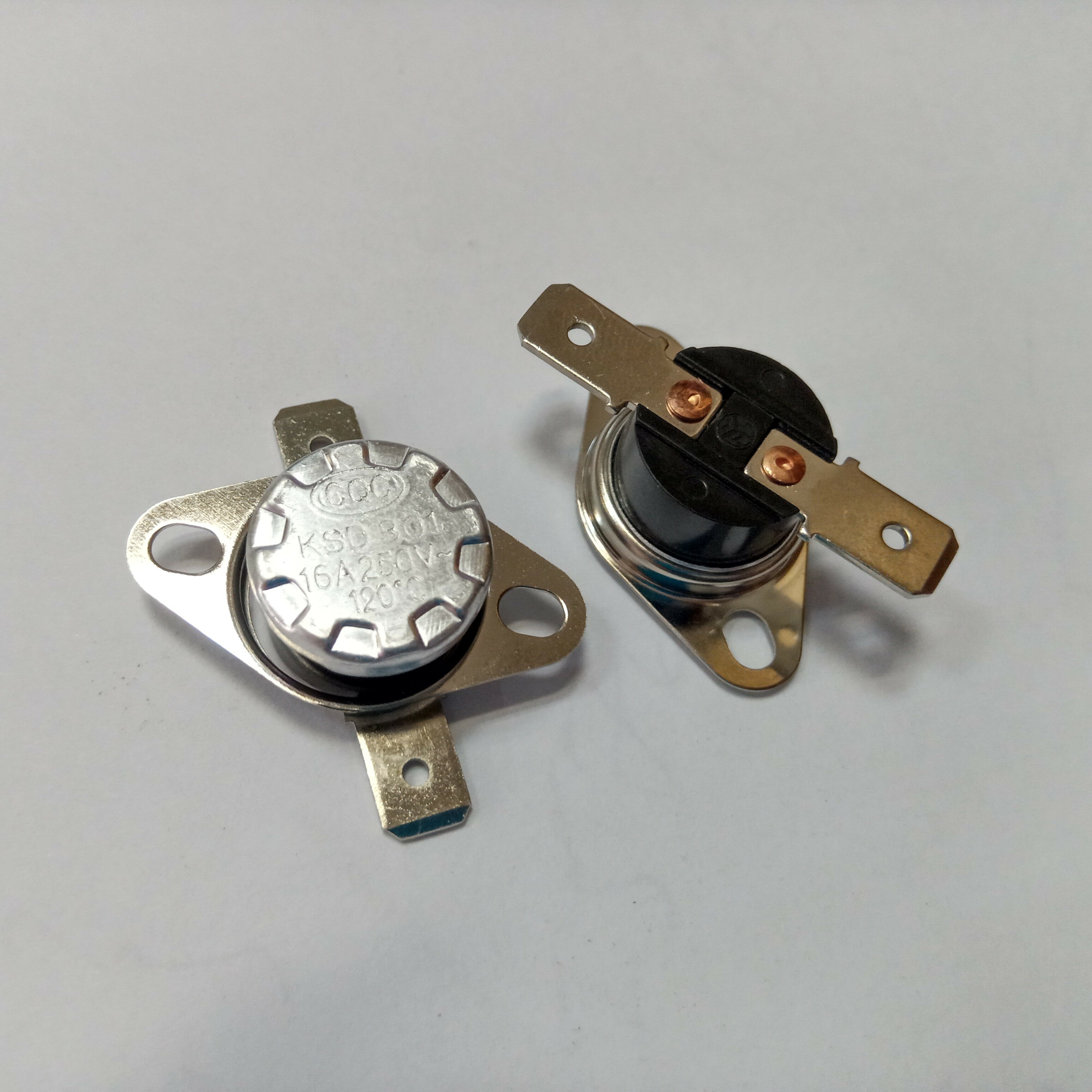 фото 2 штуки Термореле KSD301 120C 16A 250V /LBHL/ пластик н/замкн. термостат
