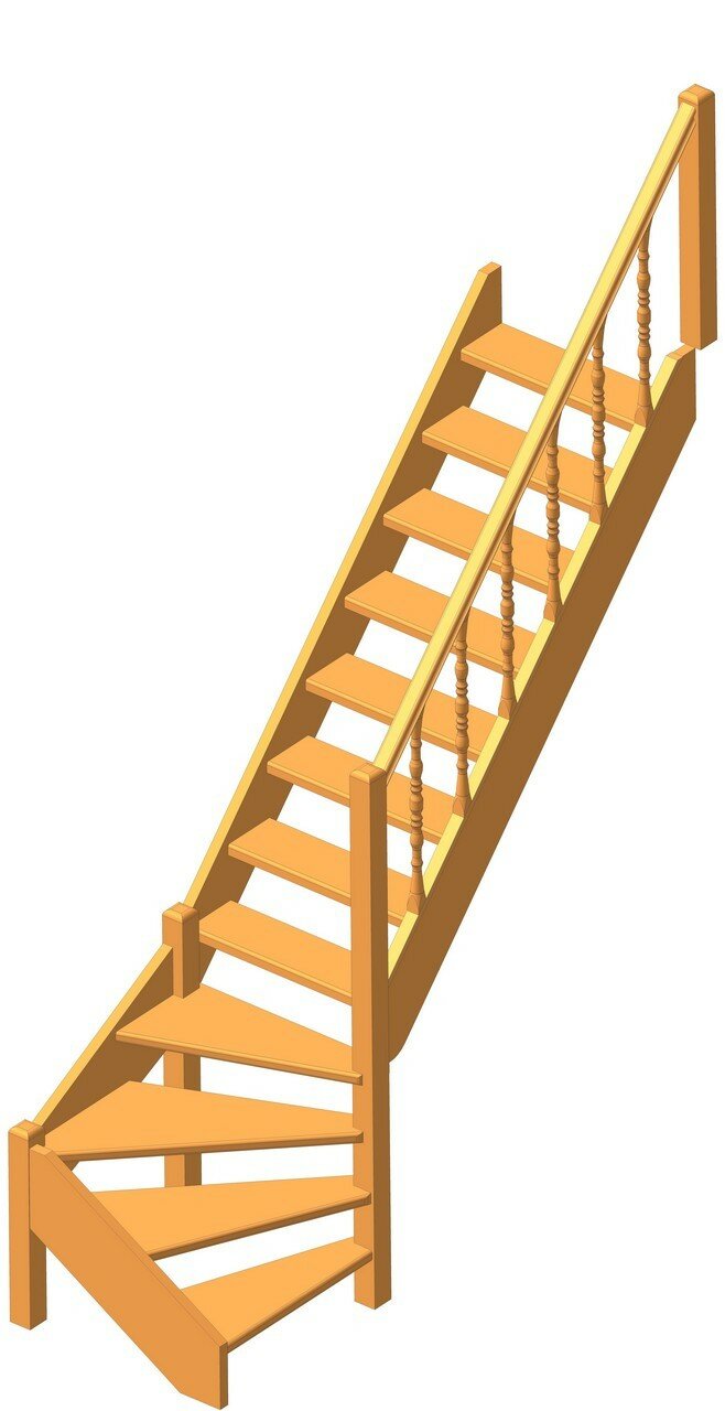 Деревянная межэтажная лестница ЛЕС-07 2470-2675 проем 2360-830 Сосна