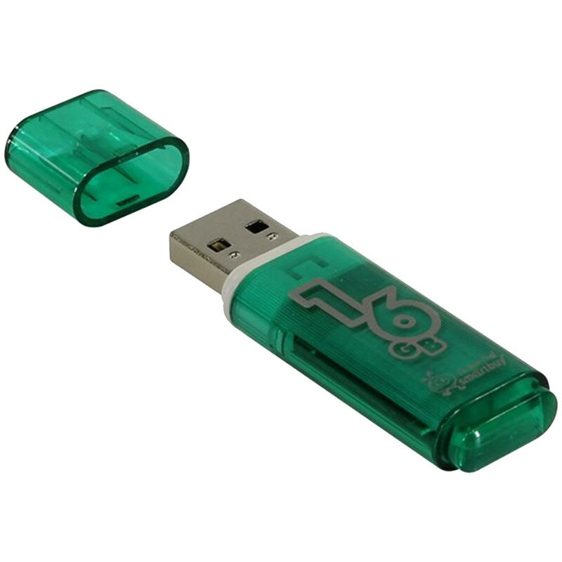 Память Smart Buy "Glossy" 16GB, USB 2.0 Flash Drive, зеленый, 230852