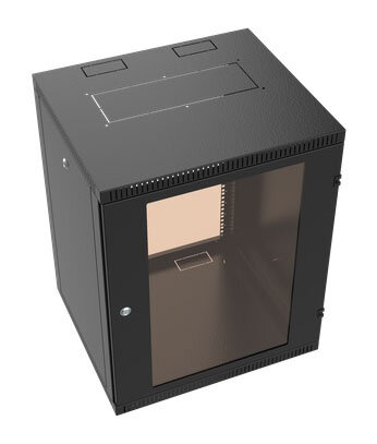 Шкаф коммутационный NT WALLBOX 15-65 B (084703) настенный 15U 600x520мм пердвстекл направлпод заклгайки 225кг черный 470мм 25кг 744мм IP20 сталь