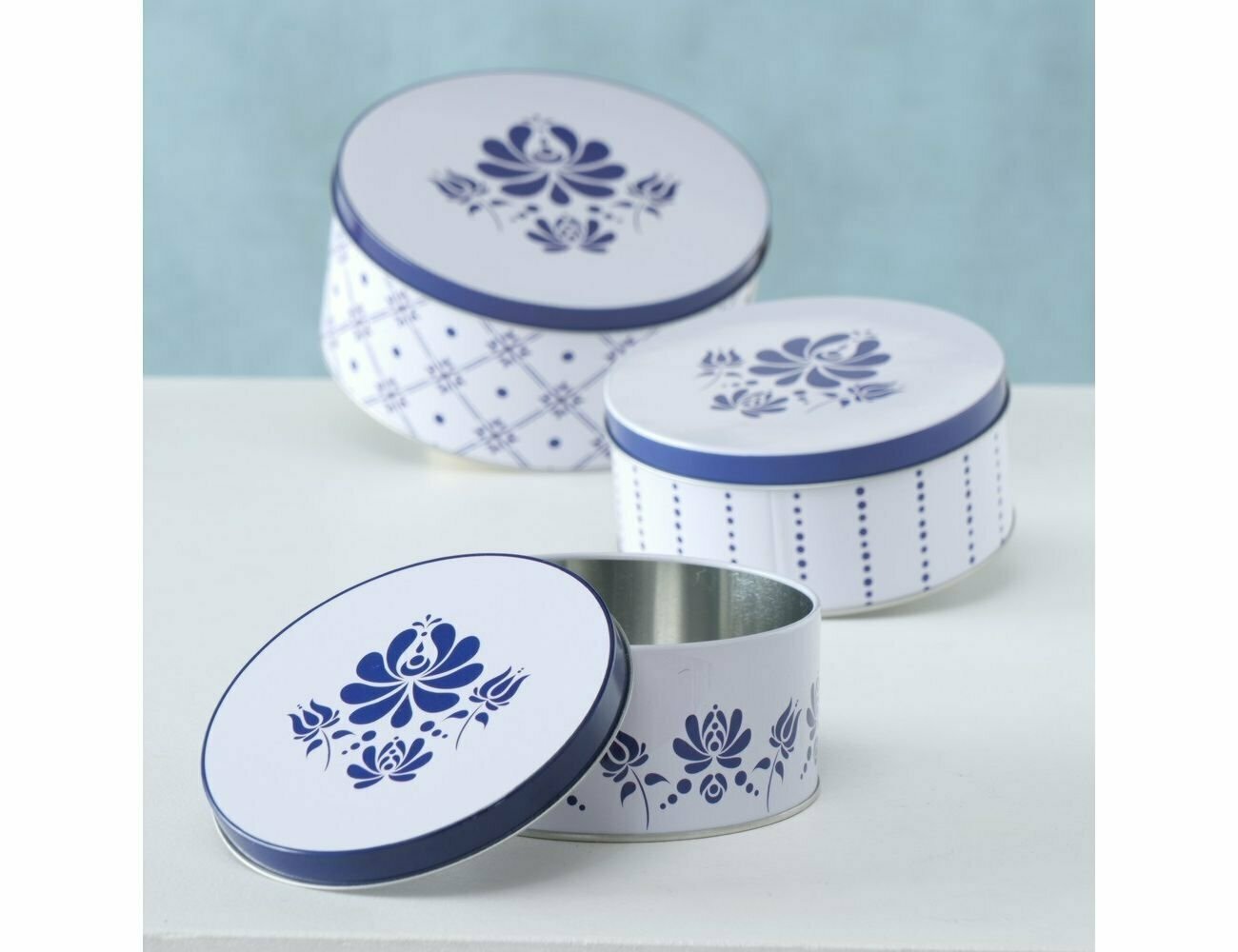 Boltze Набор металлических банок для хранения Royal Delft 14-20 см 3 шт 2003182