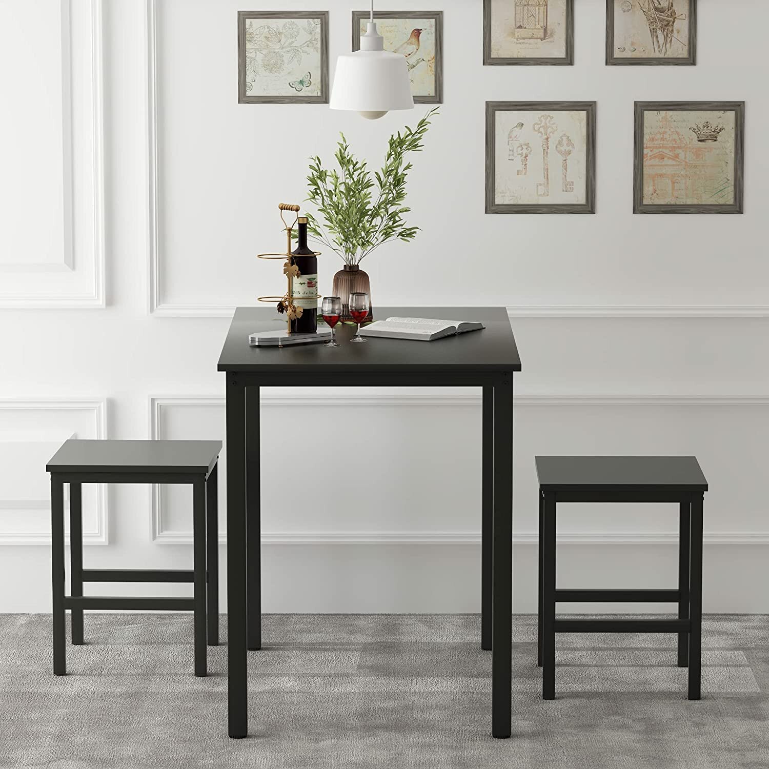 Комплект обеденной мебели Челси черный из 3-х предметов в стиле Лофт (1 стол /2 стула) - фотография № 4