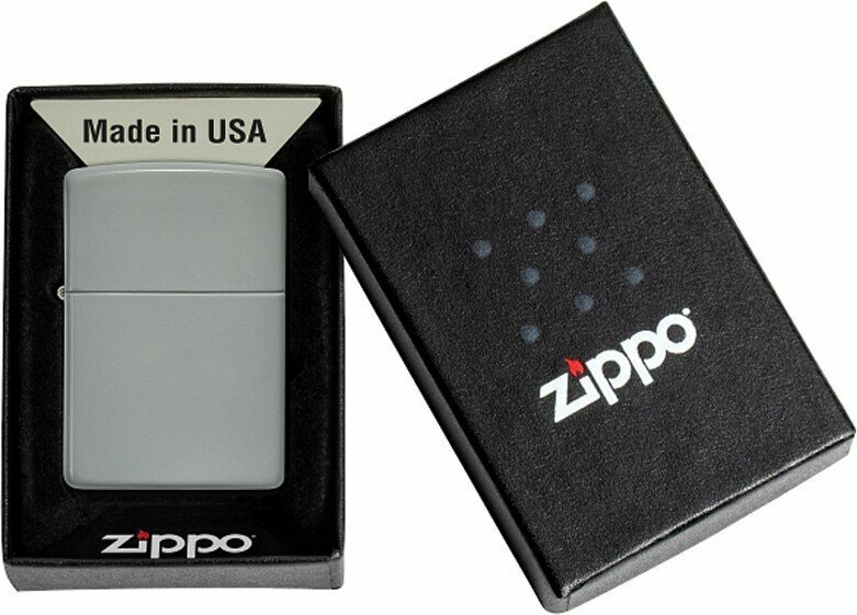 Зажигалка ZIPPO Classic с покрытием Flat Grey, латунь/сталь, серая, глянцевая, 38x13x57 мм № 49452 - фотография № 5