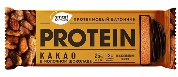 "Smart Formula", батончик протеиновый какао в молочном шоколаде, 40 г (упаковка 15 шт.) - фотография № 1