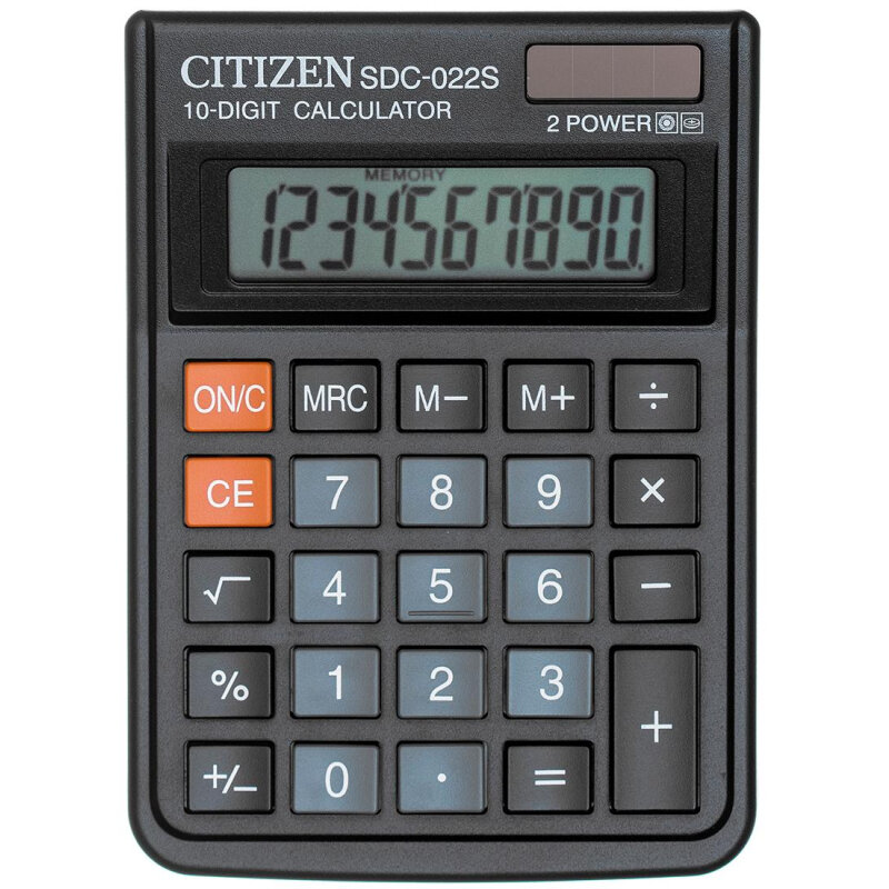Калькулятор настольный компактный CITIZEN SDC-022S/022SR 10 разряд 1 шт.