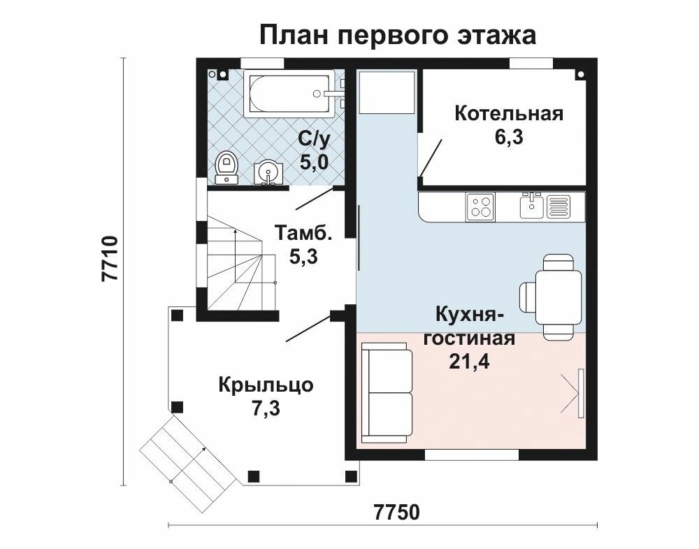 (81м2, 8х8м) Готовый проект двухэтажного дома из бруса - AS-2000-12 - фотография № 3