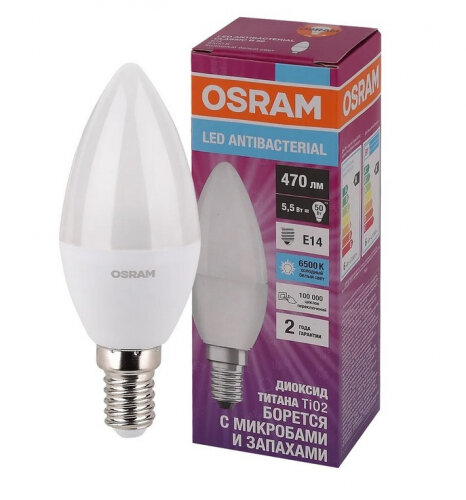 Светодиодная антибактериальная лампа Ledvance-osram OSRAM LCCLB40 5,5W/865 230VFR E14 470lm