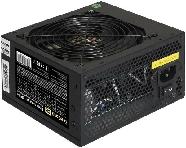 Блок питания 650W ExeGate XP650 (ATX PC 12cm fan 24pin 4pin PCIe 3xSATA 2xIDE FDD black кабель 220V в комплекте)