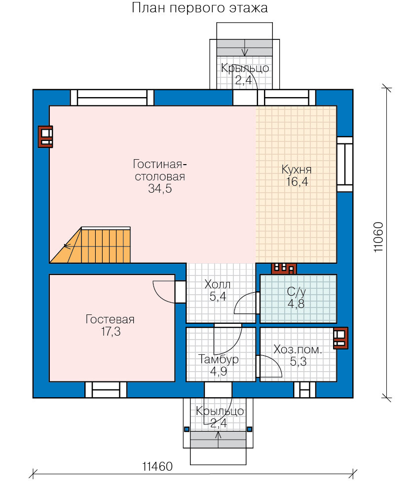 58-21B-Catalog-Plans - Проект двухэтажного дома из газобетона - фотография № 2