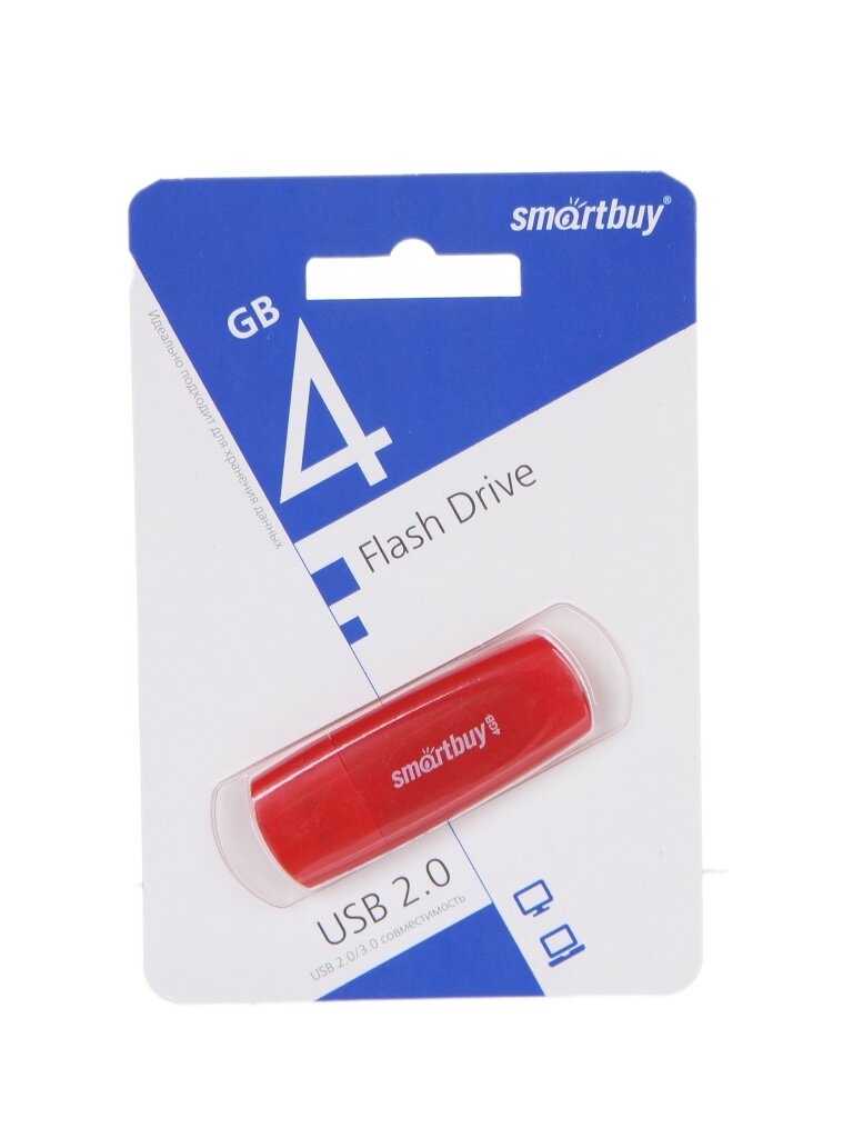 Комплект 2 шт Память Smart Buy "Scout" 4GB USB 2.0 Flash Drive красный