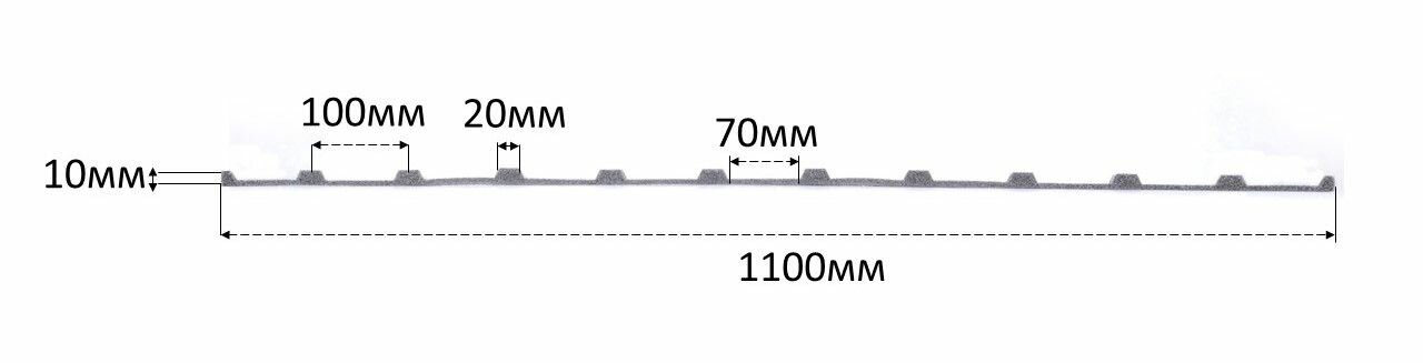 Уплотнитель для профнастила НС-10(С-10) нижний (10 шт.) длина 1100 мм без клеевого слоя - фотография № 2