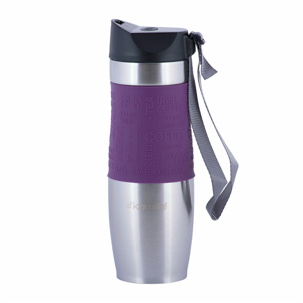 Термокружка 480 мл Kamille KM-2051 из нержавеющей стали (24 / фиолетовый)