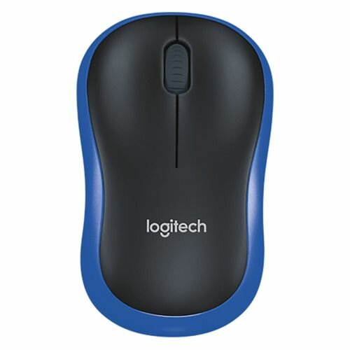 Мышь Logitech M186, оптическая, беспроводная, USB, черный и синий [910-004132]