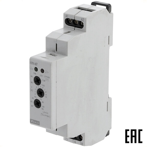 фото Реле контроля напряжения HRN-67 1ф 24-150В 16А 0-10с Uмax 80-150В Uмin 30-95% 1 переключающийся контакт ELKO EP