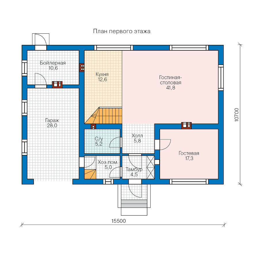 58-21-Catalog-Plans - Проект двухэтажного дома из газобетона - фотография № 2