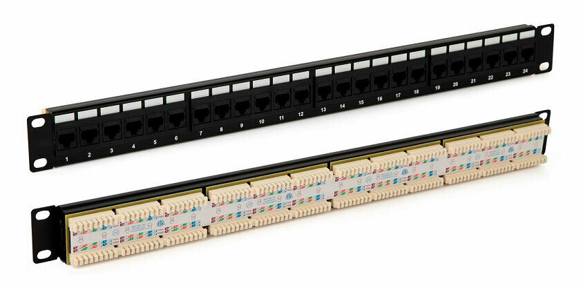 Патч-панель Hyperline (PP3-19-24-8P8C-C5E-110D) 19" 1U 24xRJ45 кат.5E UTP