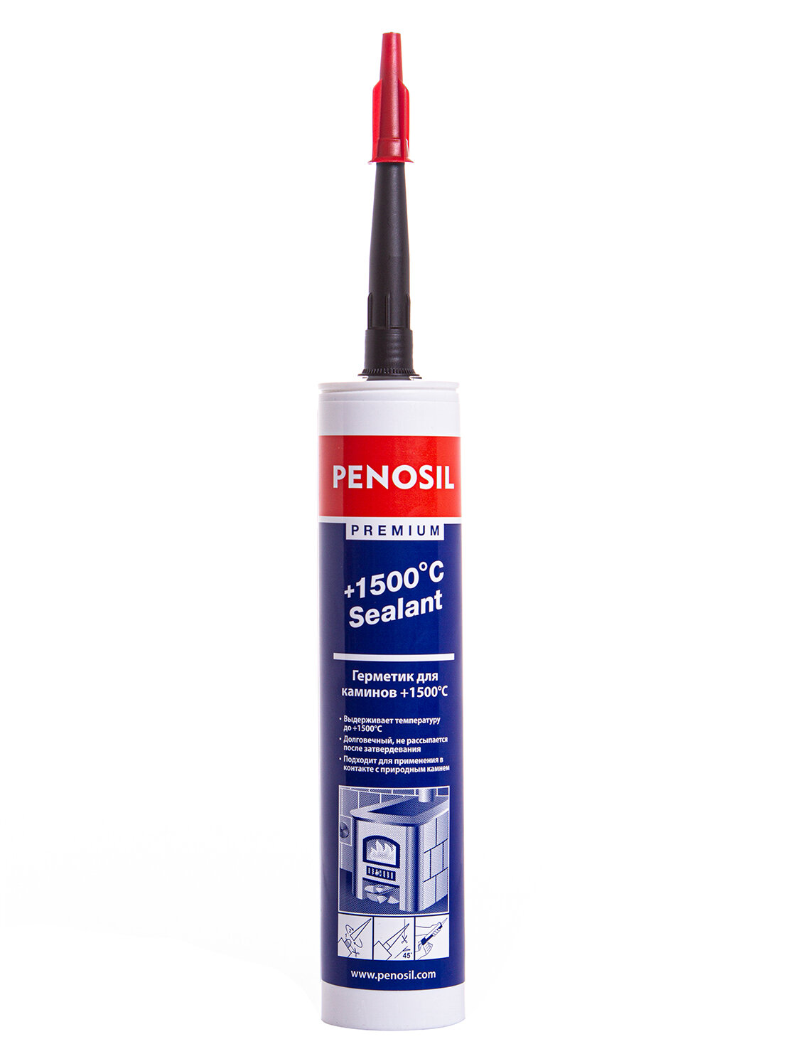 Герметик Penosil Premium 1500°С Sealant для печей и каминов 310 мл., 10 шт., черный, теплостойкий + пистолет - фотография № 4