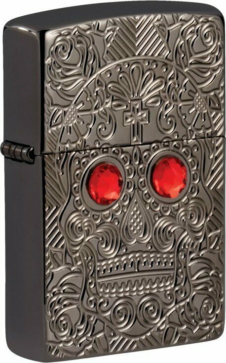 Зажигалка ZIPPO Armor™ Crystal с покрытием High Polish Black Ice®, латунь/сталь, чёрная, 38x13x57 мм - фотография № 1