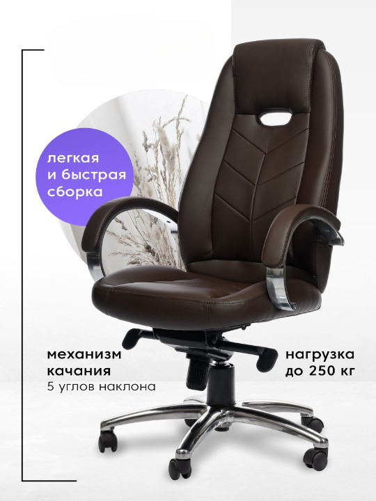 Компьютерное кресло РосКресла Aura для руководителя, обивка: искусственная кожа, цвет: коричневый
