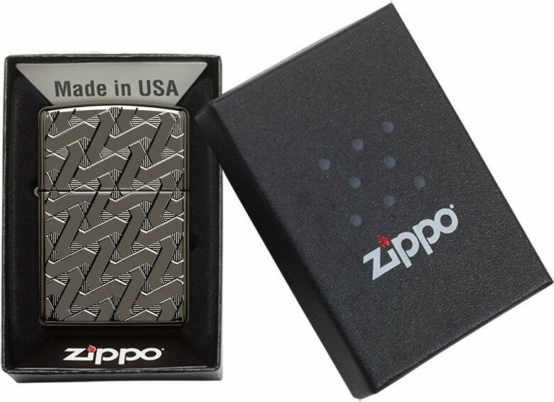 Зажигалка ZIPPO Armor™ с покрытием High Polish Black Ice®, латунь/сталь, чёрная, 38x13x57 мм - фотография № 5