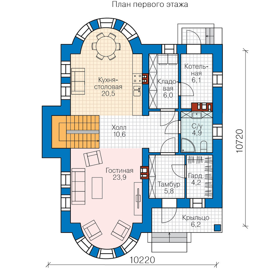 62-41L-Catalog-Plans - Проект двухэтажного дома из газобетона - фотография № 2