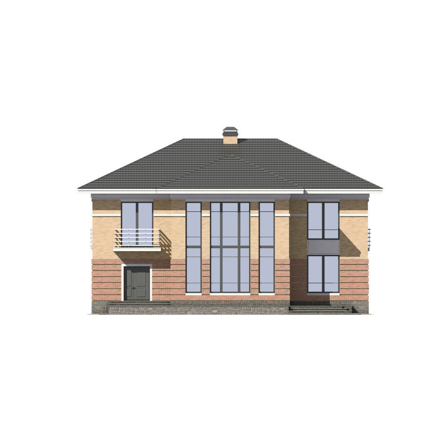 40-39L-Catalog-Plans - Проект двухэтажного кирпичного дома с террасой - фотография № 1