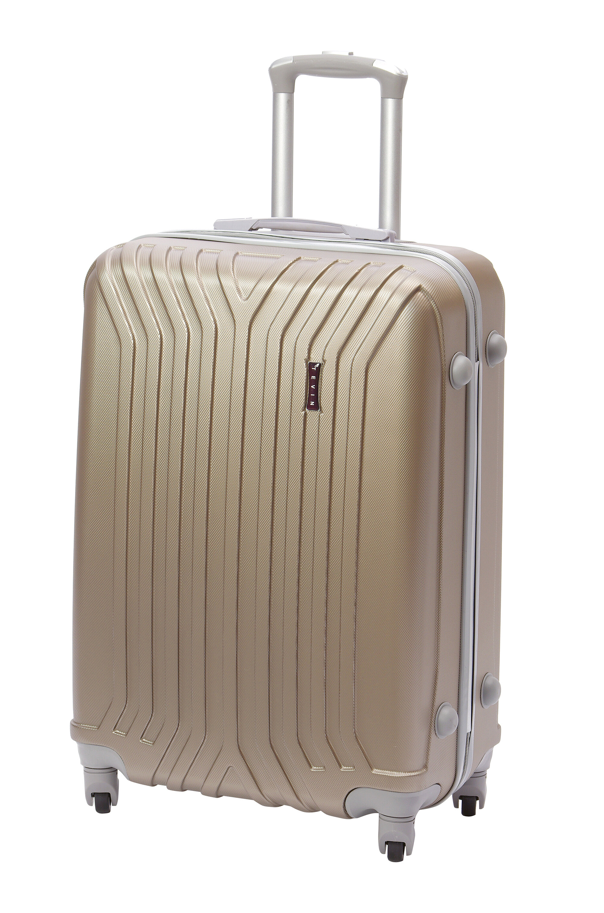 Чемодан на колесах дорожный средний багаж на двоих для путешествий женский m+ Тевин размер М+ 68 см 77 л легкий 3.7 кг прочный abs пластик Золотистый